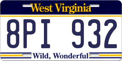 WV license plate 8PI932