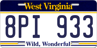 WV license plate 8PI933