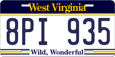 WV license plate 8PI935