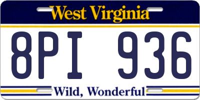 WV license plate 8PI936