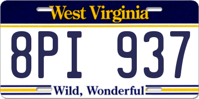 WV license plate 8PI937