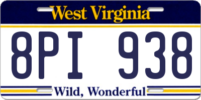 WV license plate 8PI938