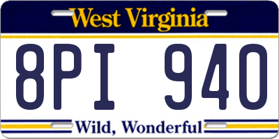 WV license plate 8PI940
