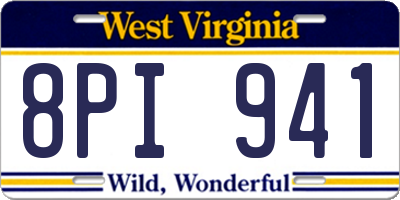 WV license plate 8PI941