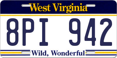WV license plate 8PI942