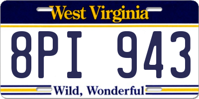 WV license plate 8PI943