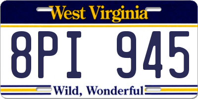 WV license plate 8PI945