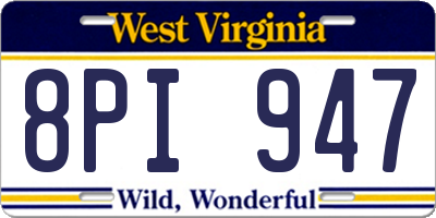 WV license plate 8PI947