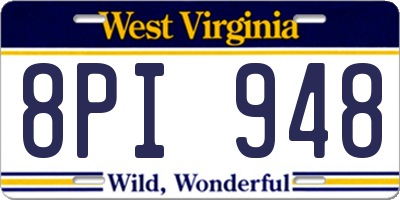 WV license plate 8PI948