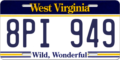 WV license plate 8PI949