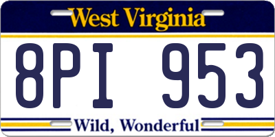 WV license plate 8PI953