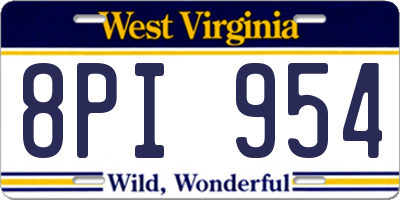 WV license plate 8PI954