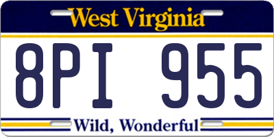 WV license plate 8PI955