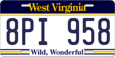 WV license plate 8PI958
