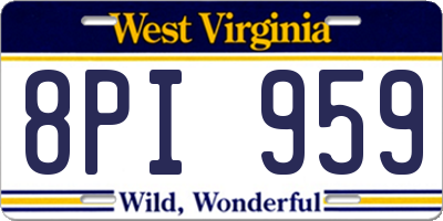 WV license plate 8PI959