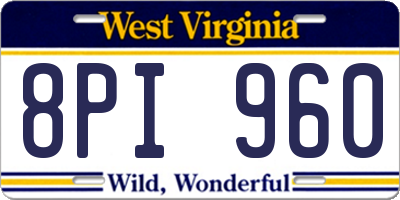 WV license plate 8PI960