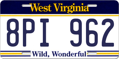 WV license plate 8PI962