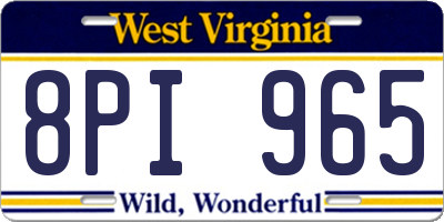 WV license plate 8PI965