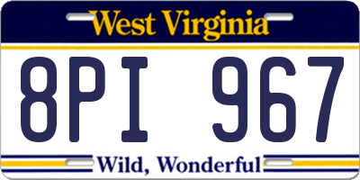 WV license plate 8PI967