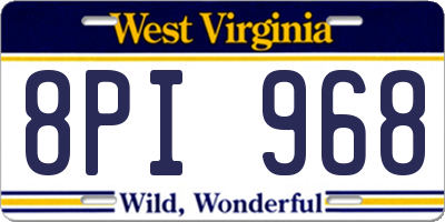 WV license plate 8PI968