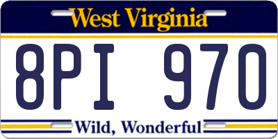WV license plate 8PI970