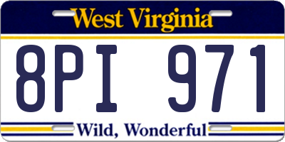 WV license plate 8PI971