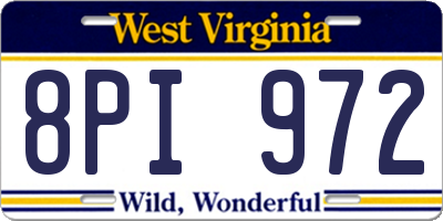 WV license plate 8PI972