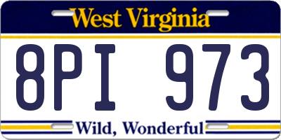 WV license plate 8PI973