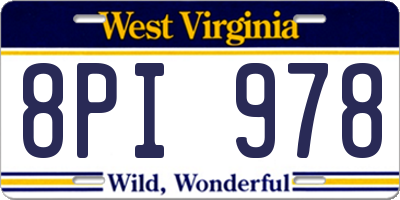 WV license plate 8PI978