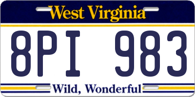 WV license plate 8PI983