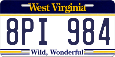 WV license plate 8PI984