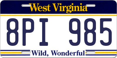 WV license plate 8PI985