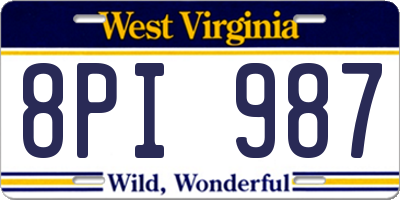 WV license plate 8PI987