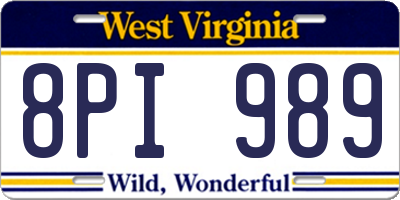 WV license plate 8PI989