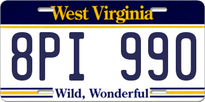 WV license plate 8PI990