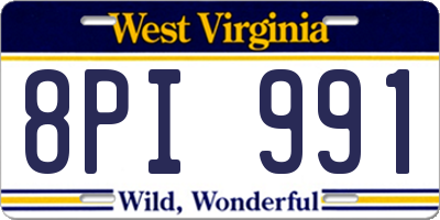 WV license plate 8PI991