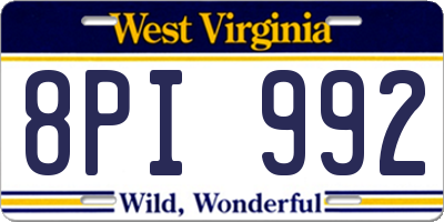 WV license plate 8PI992