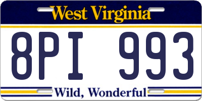 WV license plate 8PI993