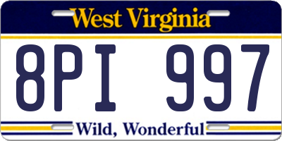 WV license plate 8PI997