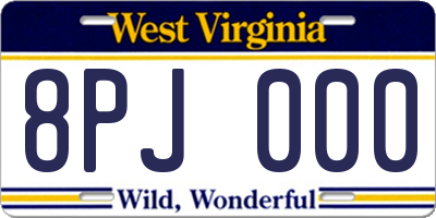 WV license plate 8PJ000