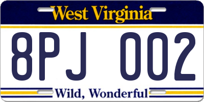 WV license plate 8PJ002