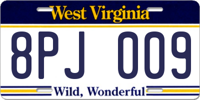 WV license plate 8PJ009