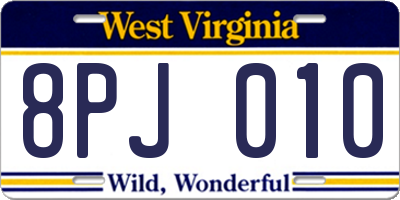 WV license plate 8PJ010
