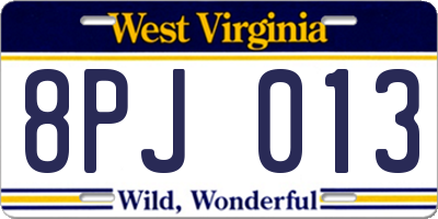 WV license plate 8PJ013