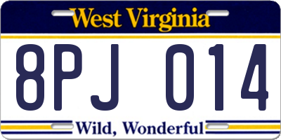 WV license plate 8PJ014