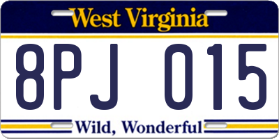 WV license plate 8PJ015