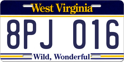 WV license plate 8PJ016