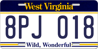 WV license plate 8PJ018