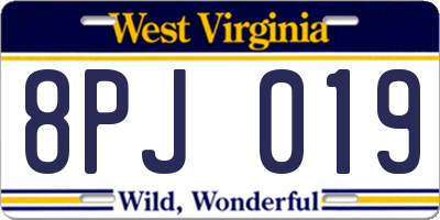 WV license plate 8PJ019