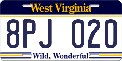 WV license plate 8PJ020